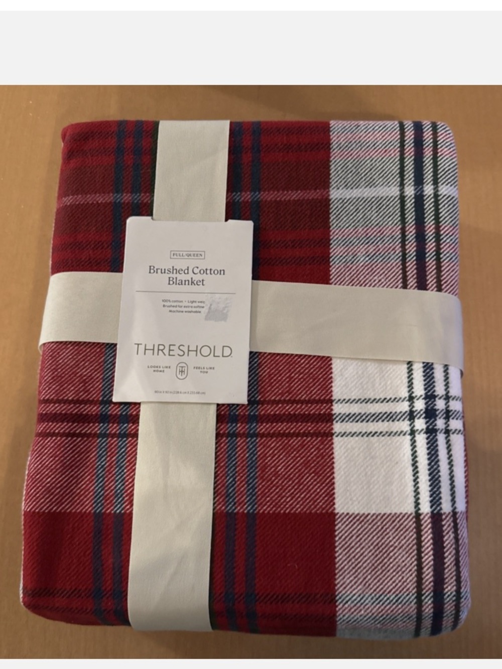 Threshold Red Plaid Brushed Cotton Throw Blanket